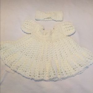 Handmade Baby Dress Two Piece Set- Off White